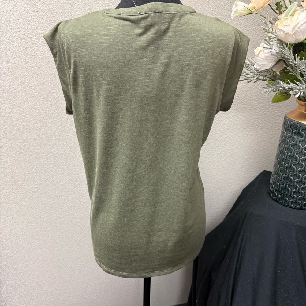 NWT Fyve Olive Lace Henley Tee Boho Crochet Cutout Top Small - Picture 3 of 8